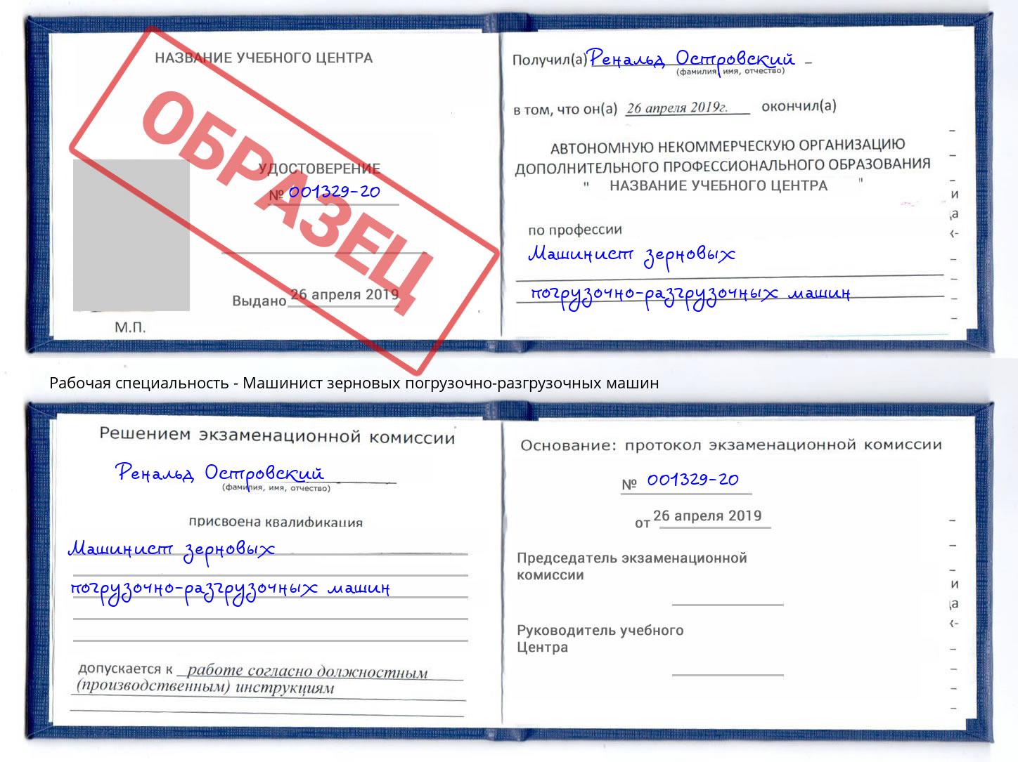 Машинист зерновых погрузочно-разгрузочных машин Шатура