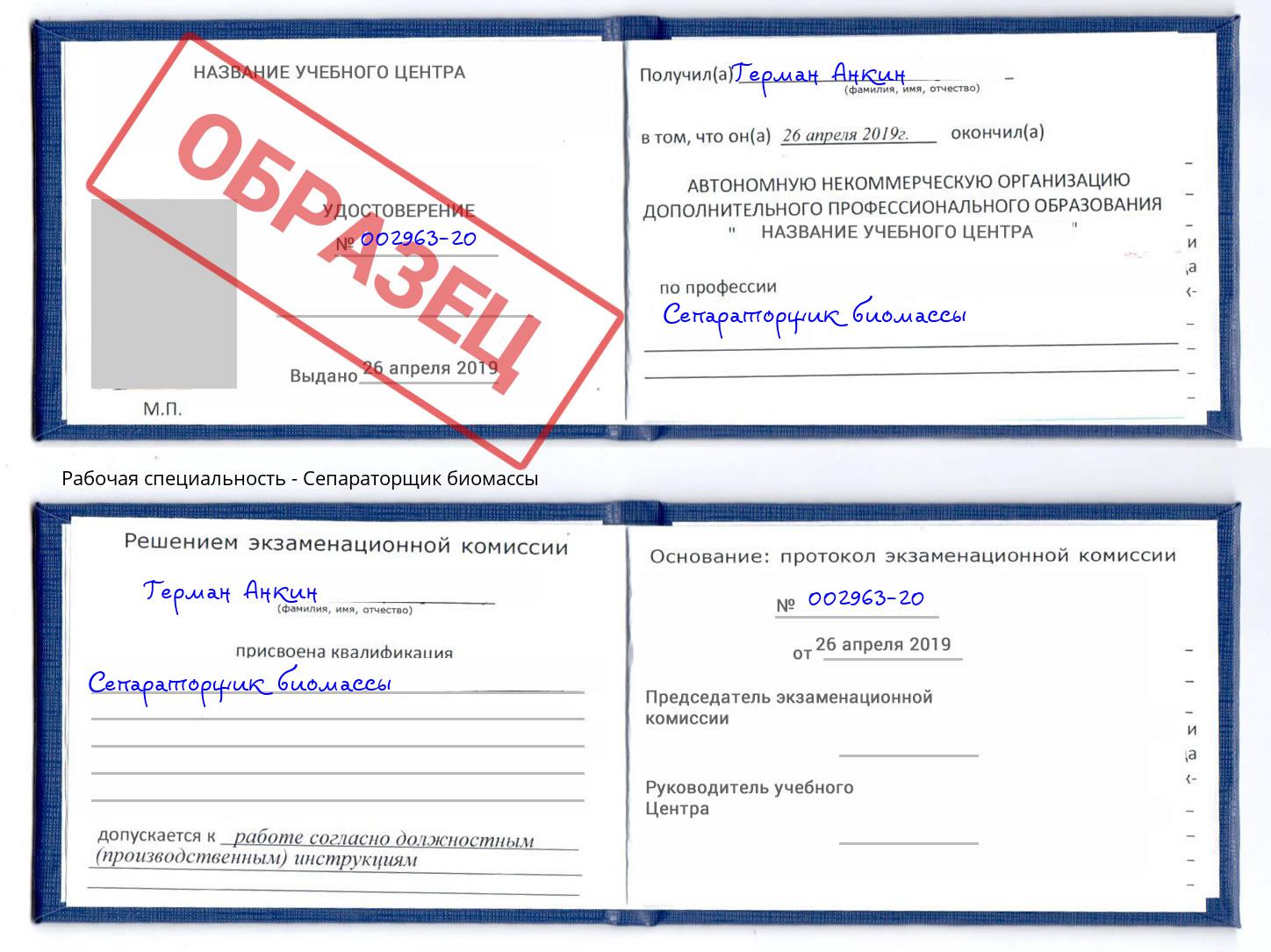Сепараторщик биомассы Шатура
