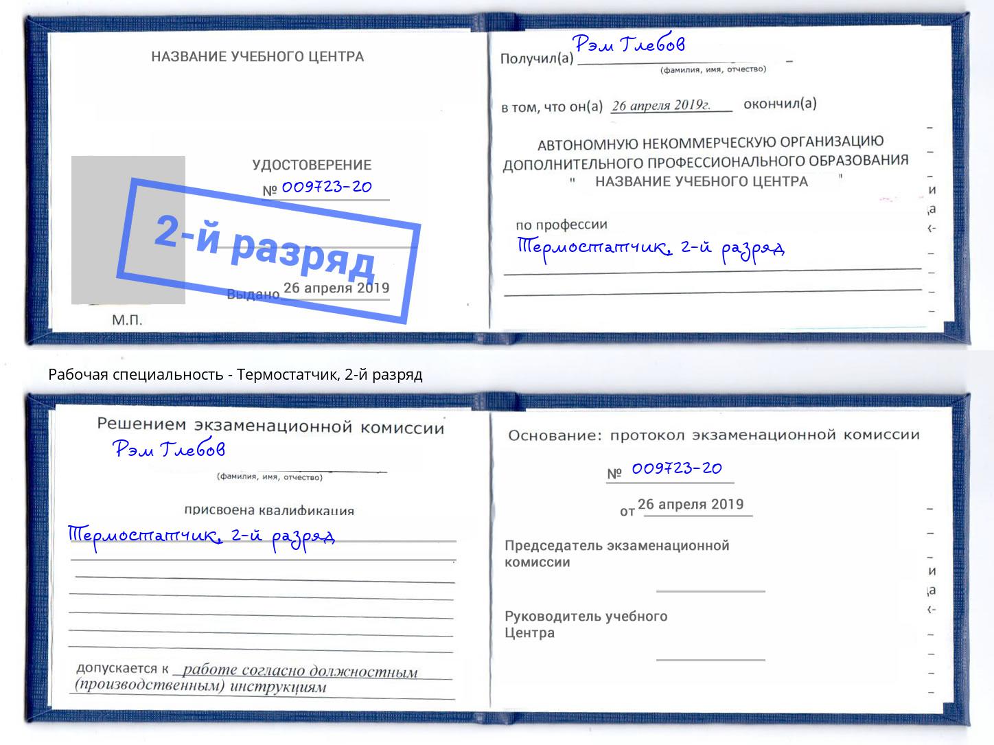 корочка 2-й разряд Термостатчик Шатура