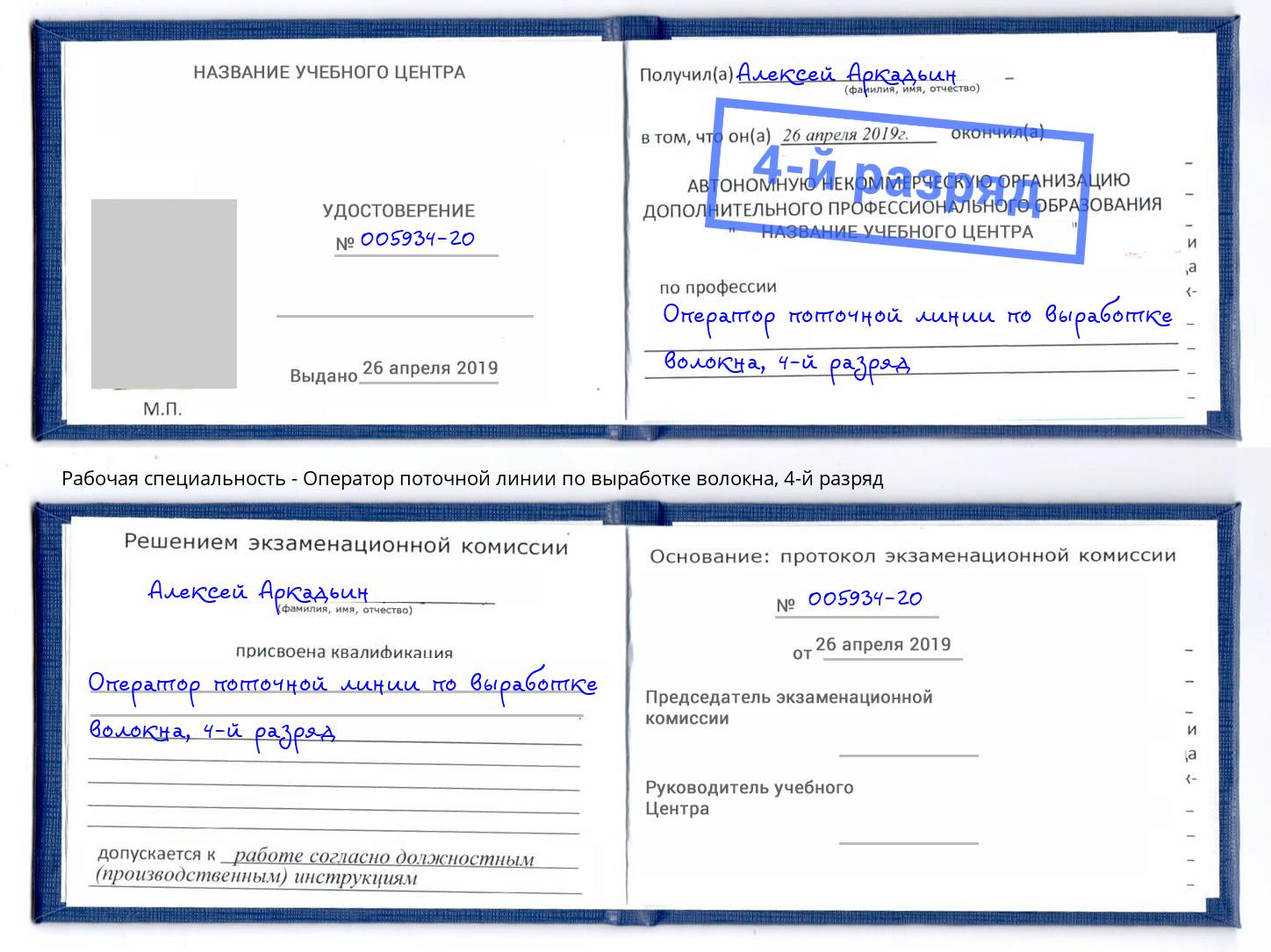 корочка 4-й разряд Оператор поточной линии по выработке волокна Шатура